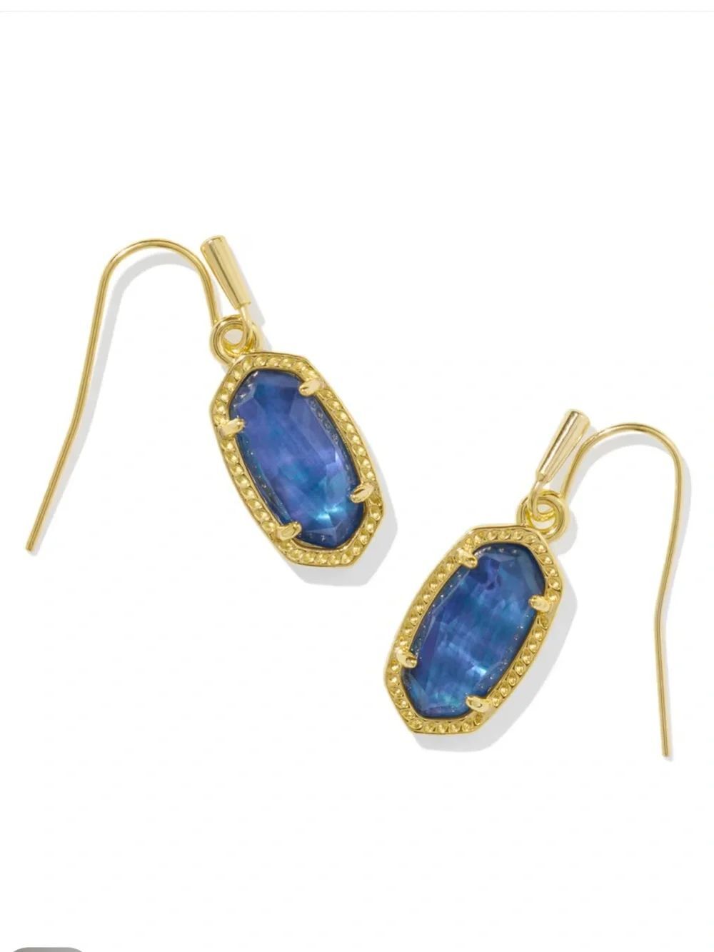 Kendra Scott Lee Gold Drop Droppings In Navy Abalone